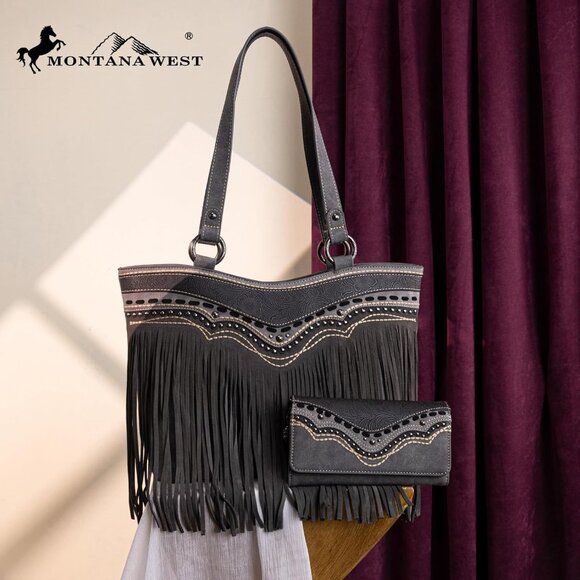 Boho Cowgirl Fringe Handbag Set - Perfect Vegan Leather Gift for Style Lovers - Picture 2 of 6